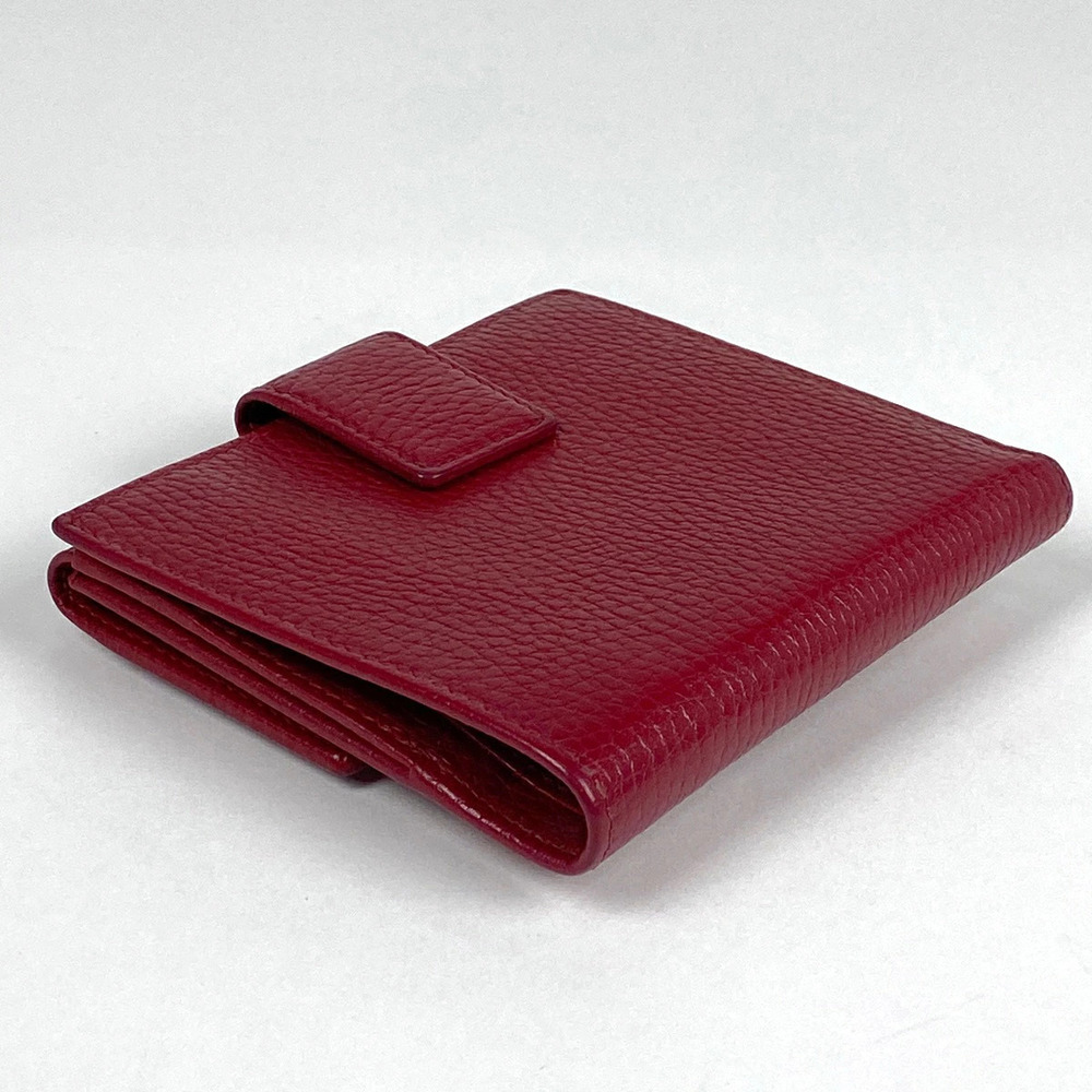 Gucci GG Leather GG Bi Double Wallet fold Marmont Billfold Red Wallet Red